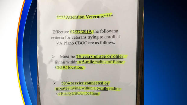 Sign on door at Plano VA Clinic 