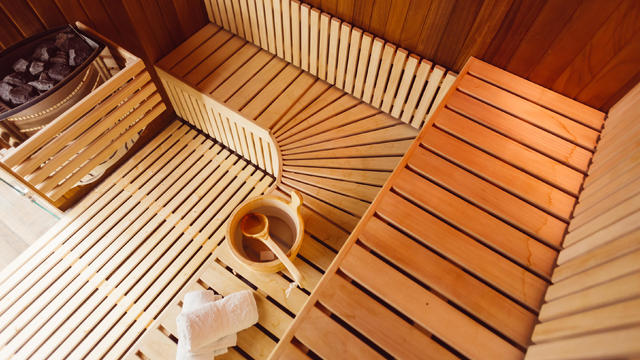 Wooden sauna room 