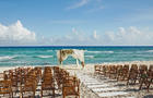 Wedding setup on the beach in Mexico 