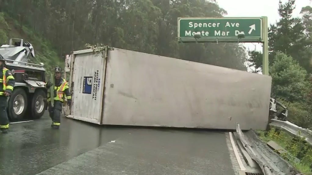 Northbound Lanes Of 101 Reopen After Big Rig Crash, Fire In Marin - CBS ...