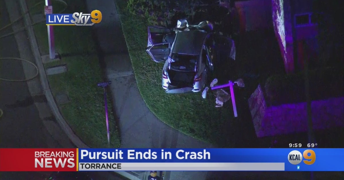 Short Police Pursuit Ends In Fiery Crash In Torrance - CBS Los Angeles