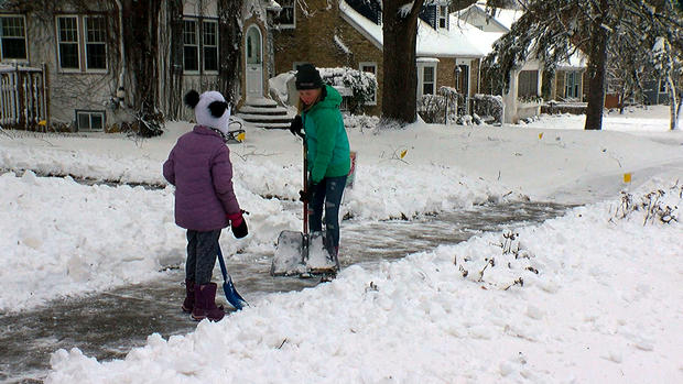 Kids Shoveling Snow 