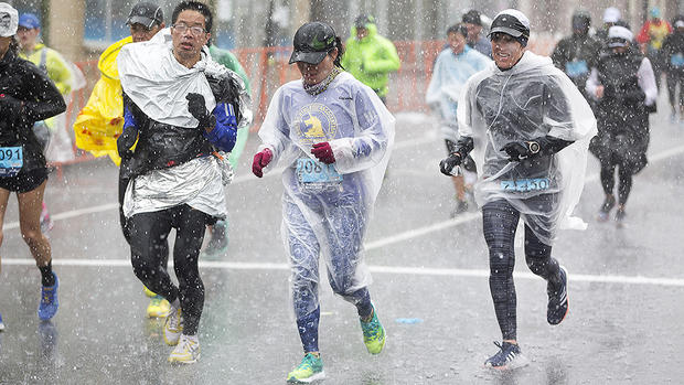 2018 Boston Marathon rain 