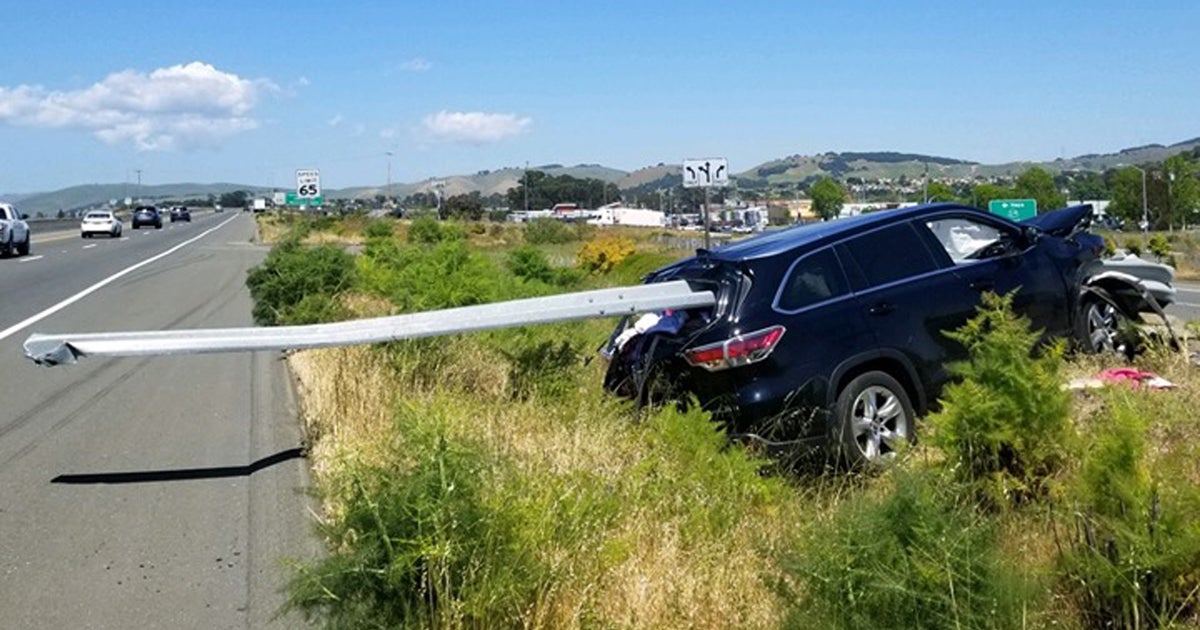 Guardrail Impales Car That Crashed Off Highway 37 In Vallejo CBS