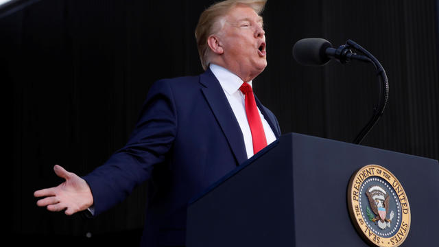 U.S. President Donald Trump speaks during a campaign rally in Panama City, Florida 