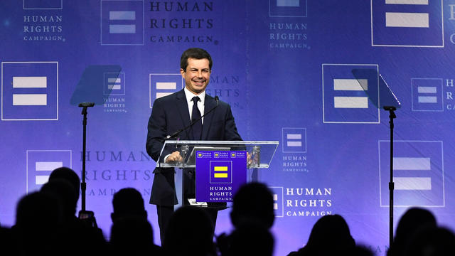 Democratic Presidential Candidate Pete Buttigieg Gives Keynote Address At Human Rights Campaign's Gala In Vegas 