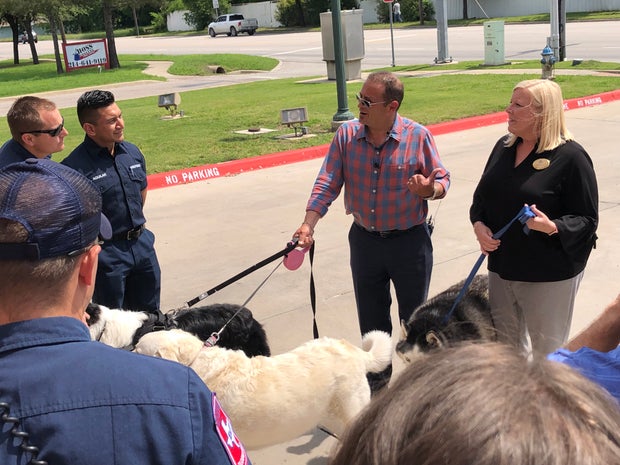 Rick Allford and his dogs at McKinney Central Fire Station 