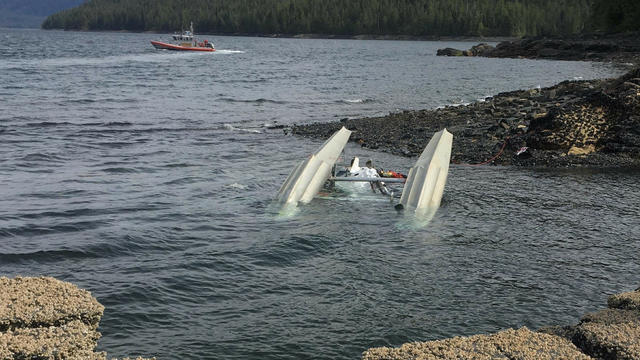 U.S. Coast Guard crew searches for survivors from downed aircraft in the vicinity of George Inlet near Ketchikan, Alaska 