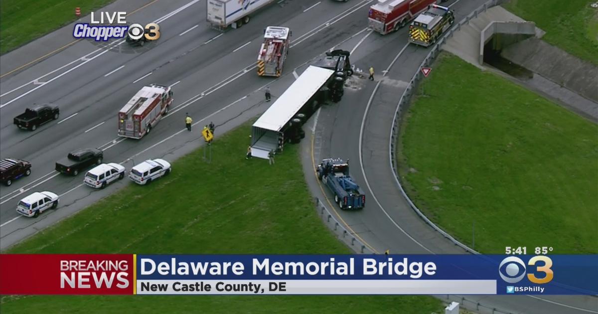 Overturned Tractor Trailer Causing Traffic Mess On Delaware Memorial Bridge Cbs Philadelphia 2972