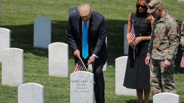 U.S. President Trump visits Arlington National Cemetery outside Washington in Arlington, Virginia 