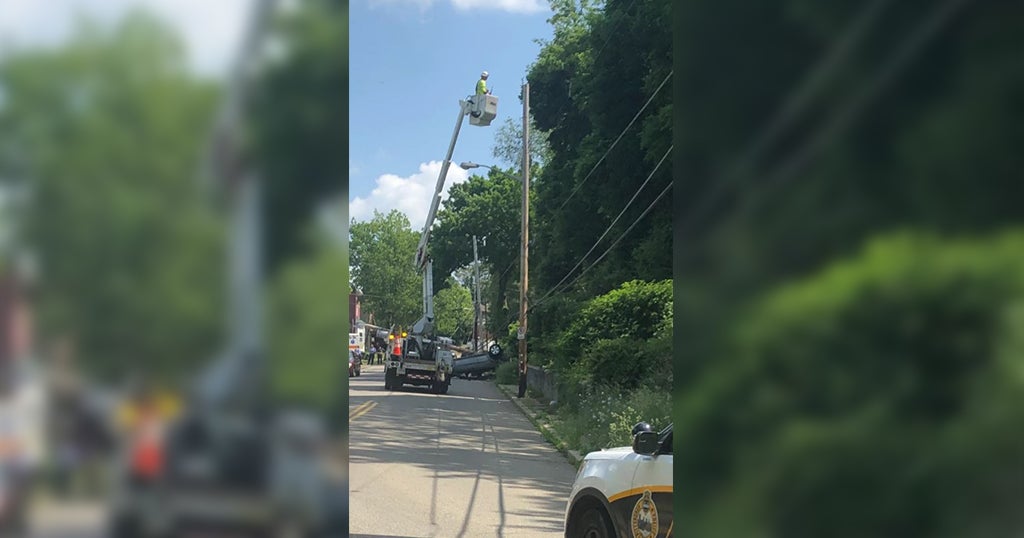 Vehicle Slams Into Utility Pole, Occupants Flee Scene - CBS Pittsburgh