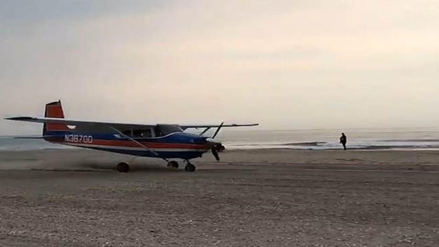 small plane makes emergency landing ocean city beach, new jersey 