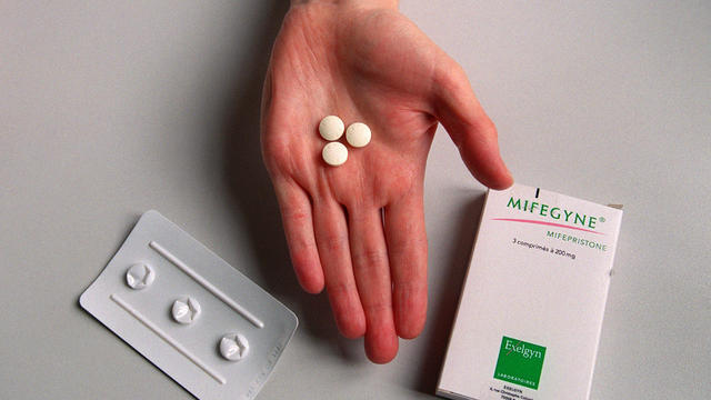 A nurse shows the RU486 pill at the family planning department of Hopital Broussais Oct. 25, 2000. 