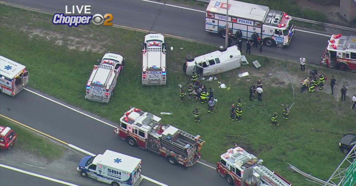 Van Rolls Over Along Cross Island Parkway In Queens CBS New York