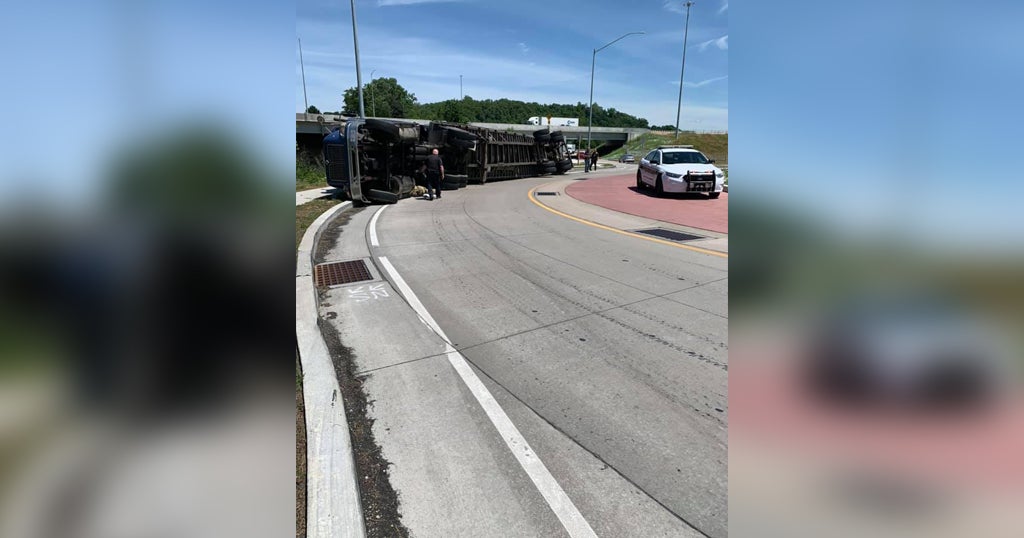 Tractor Trailer Rolls Over In Washington County - CBS Pittsburgh