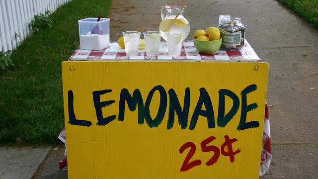 A lemonade stand for 25 cents a cup 