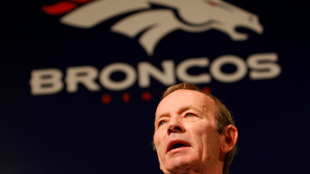 FILE PHOTO: Denver Broncos owner Pat Bowlen speaks about firing his head coach Mike Shanahan at Broncos headquarters in Denver 