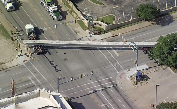 Concrete bridge supports blocking intersection in Fort Worth 