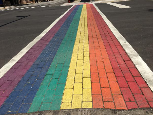 Rainbow Crosswalk On Broadway 