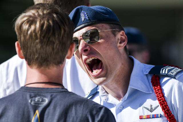 U.S. AIR FORCE ACADEMY, Colo. – Air Force's Academy cadets salute during  the National Anthem before the Commander's Classic, a football game between  Air Force and Army on Nov. 5, 2022 at