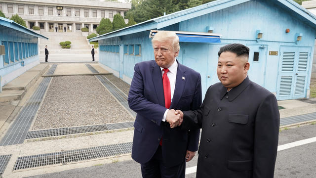U.S. President Trump and North Korean leader Kim Jong Un meet at the Korean Demilitarized Zone 