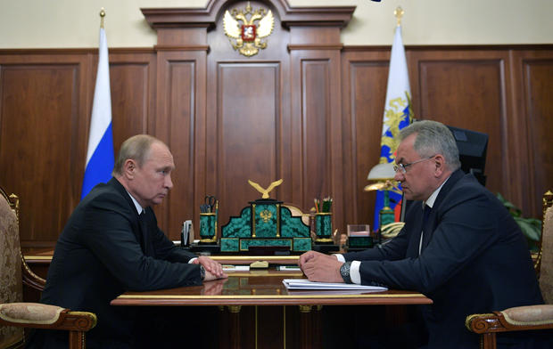 Russia's President Putin, Defense Minister Shoigu 