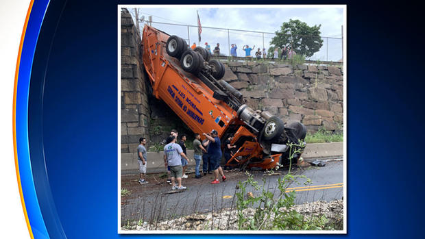 Truck Falls From Overpass In Union City, N.J. 