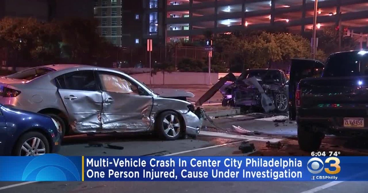 1 Person Injured In Multi-Vehicle Crash In Center City - CBS Philadelphia