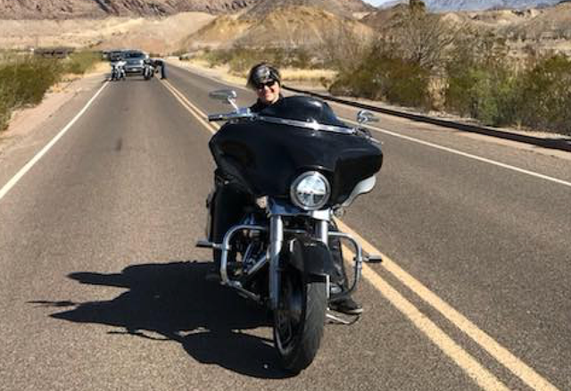 Susan Hull on Harley 