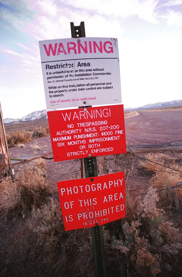 Warning Sign On Area 51 Border 