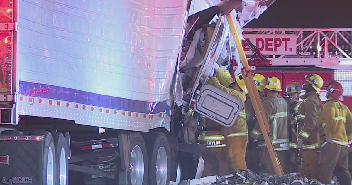 Big Rig Driver Killed After Truck Hits Freeway Bridge Pillar In Sylmar ...