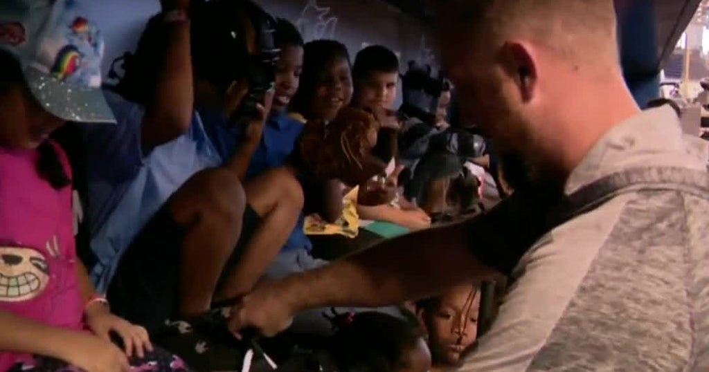 Miami Lighthouse For The Blind Kids Get Special "Touch Tour" Of Marlins