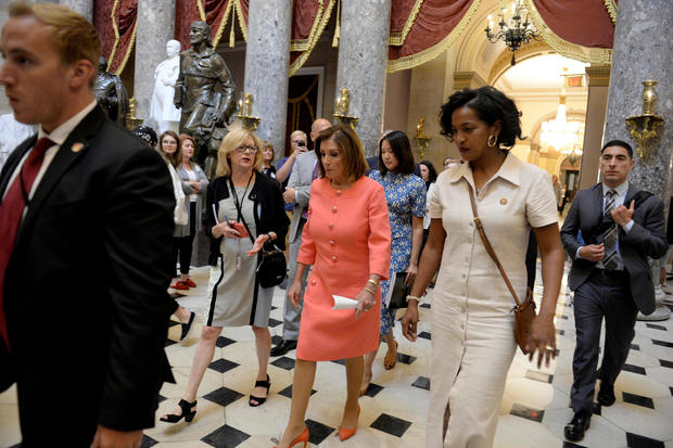U.S. Speaker of the House Nancy Pelosi (D-CA) walks through Statuary Hall after leaving the U.S. House of Representatives Chamber at the U.S. Capitol in Washington 