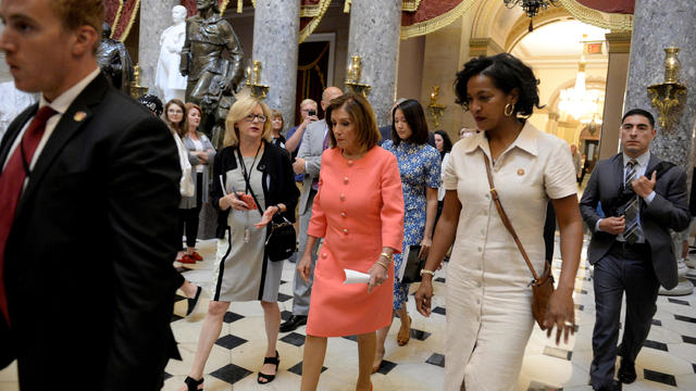 U.S. Speaker of the House Nancy Pelosi (D-CA) walks through Statuary Hall after leaving the U.S. House of Representatives Chamber at the U.S. Capitol in Washington 