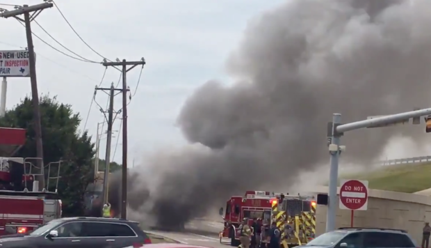 Box truck fire at PGBT and Coit in Plano 