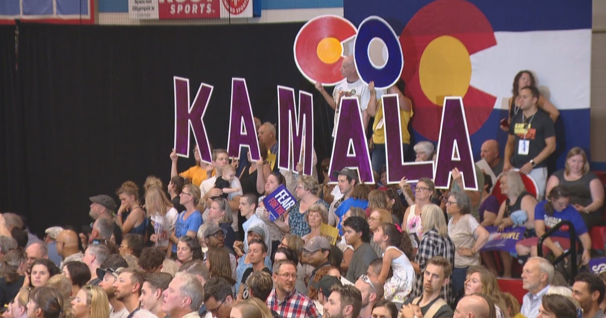 Kamala Harris Supporters Crowd Manual High School Gym CBS Colorado