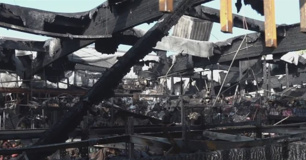 Fire Collapses Roof Of South LA Commercial Building - CBS Los Angeles