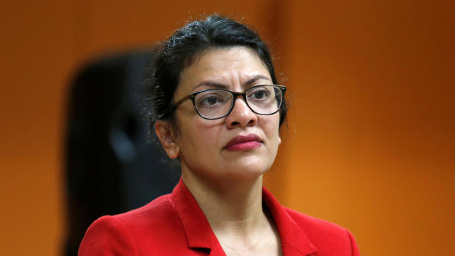 U.S. Rep. Rashida Tlaib listens to a comment from a constituent during a town hall-style meeting in Inkster, Michigan, Aug. 15, 2019. 
