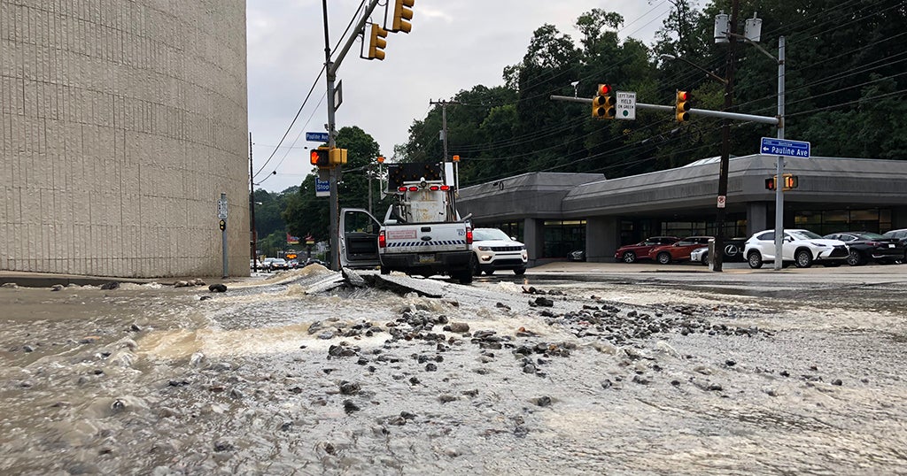 Water Main Break Creates Mess On Busy Road In Brookline - CBS Pittsburgh
