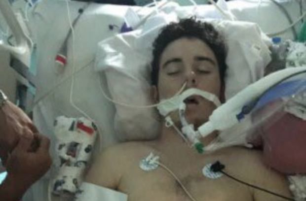 Tryston in the hospital after lung collapse 