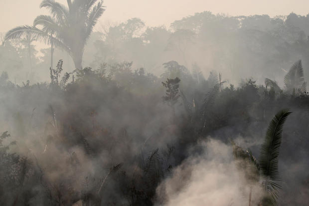Smoke billows during a fire in an area of the Amazon rainforest near Humaita, Amazonas 