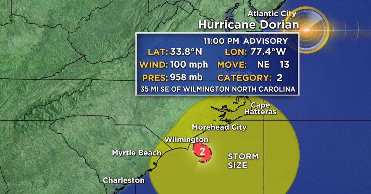 Cat. 2 Hurricane Dorian Brushing North Carolina Coast - CBS Miami