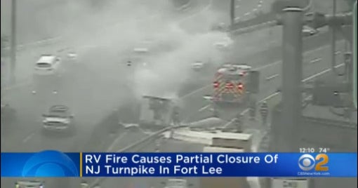 RV Fire Causes Commuter Delays Along NJ Turnpike Near Fort Lee CBS