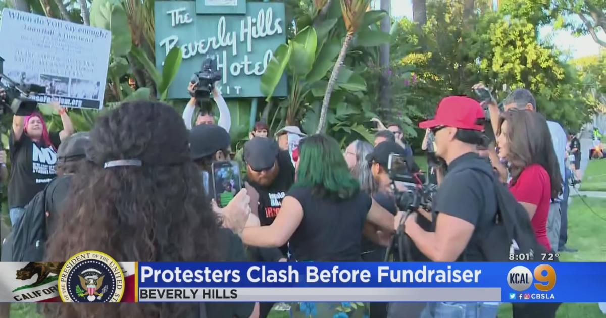 Fights Erupt Between Protesters, Trump Supporters In Beverly Hills As President Attends Fundraising Event