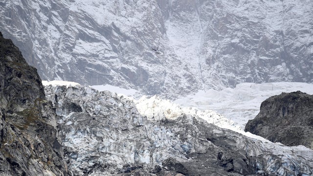 Segment of the Planpincieux glacier is seen at the Mont Blanc massif area of Planpincieux, Aosta 