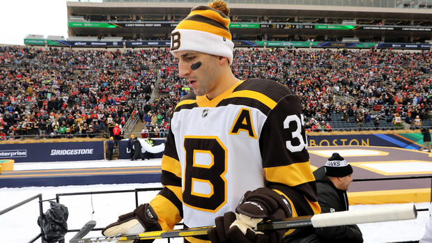 Patrice Bergeron at the 2019 Winter Classic 