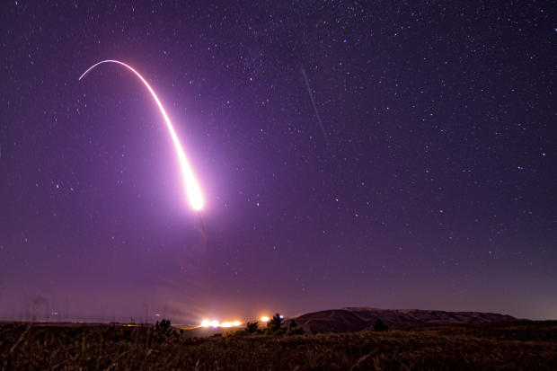 An unarmed Minuteman III intercontinental ballistic missile launches from Vandenberg Air Force Base in California October 2, 2019. 