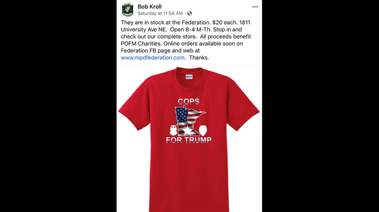 Mpls. Police Union Selling 'Cops For Trump' Shirts Ahead Of Trump Rally ...