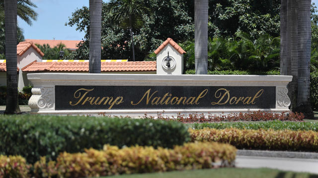 A Trump National Doral sign is seen at the golf resort owned by President Trump's company on August 27, 2019, in Doral, Florida. 