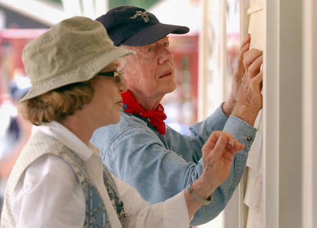 Former President Carter Works On Habitat For Humanity Homes